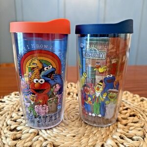Tervis Sesame Street Tumblers Lot of 2 – 16 oz – Elmo Big Bird – Made USA